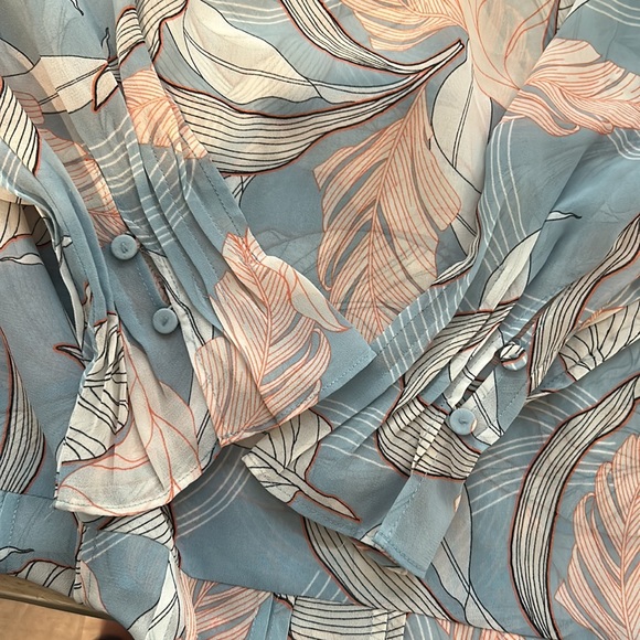 Reiss Blue and Cream Leaf Print Dress Worn Once – Excellent Condition - Picture 8 of 13